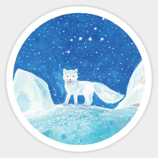 Arctic Fox in winter Illustration Sticker